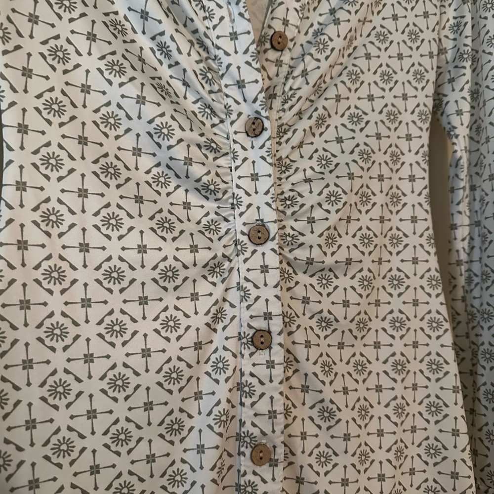 Patterned Long Sleeve Button Dress - Picture 2 of 5